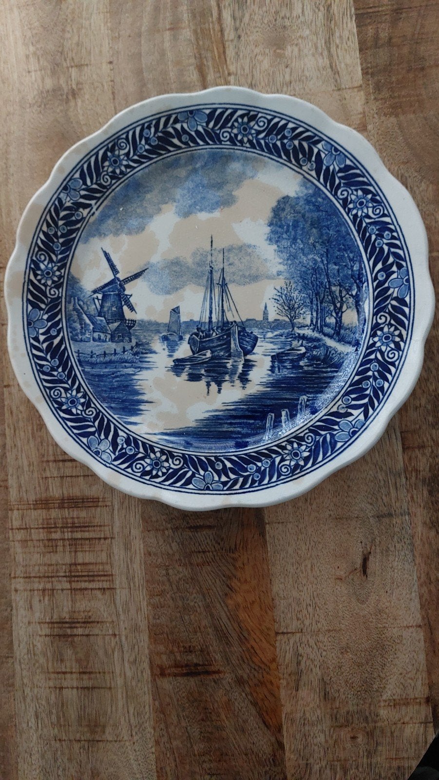 Blauw bord 31 cm, Ophalen of Verzenden