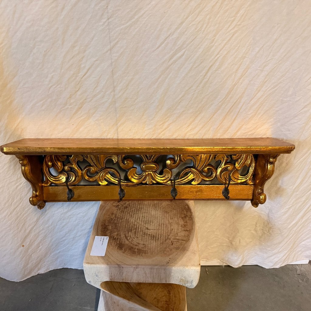 brocante kapstok van hout - 75 cm – goud - Gratis bezorgd, Wandkapstok, TTM Wonen, Meubels – (Perzische) Tapijten en Woonaccessoires