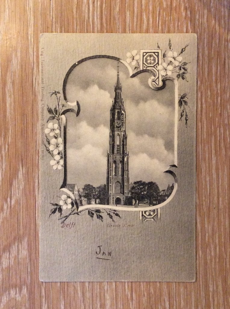 Delft, Grote Kerk, Verzamelen, Ophalen of Verzenden, Voor 1920, Gelopen, Zuid-Holland