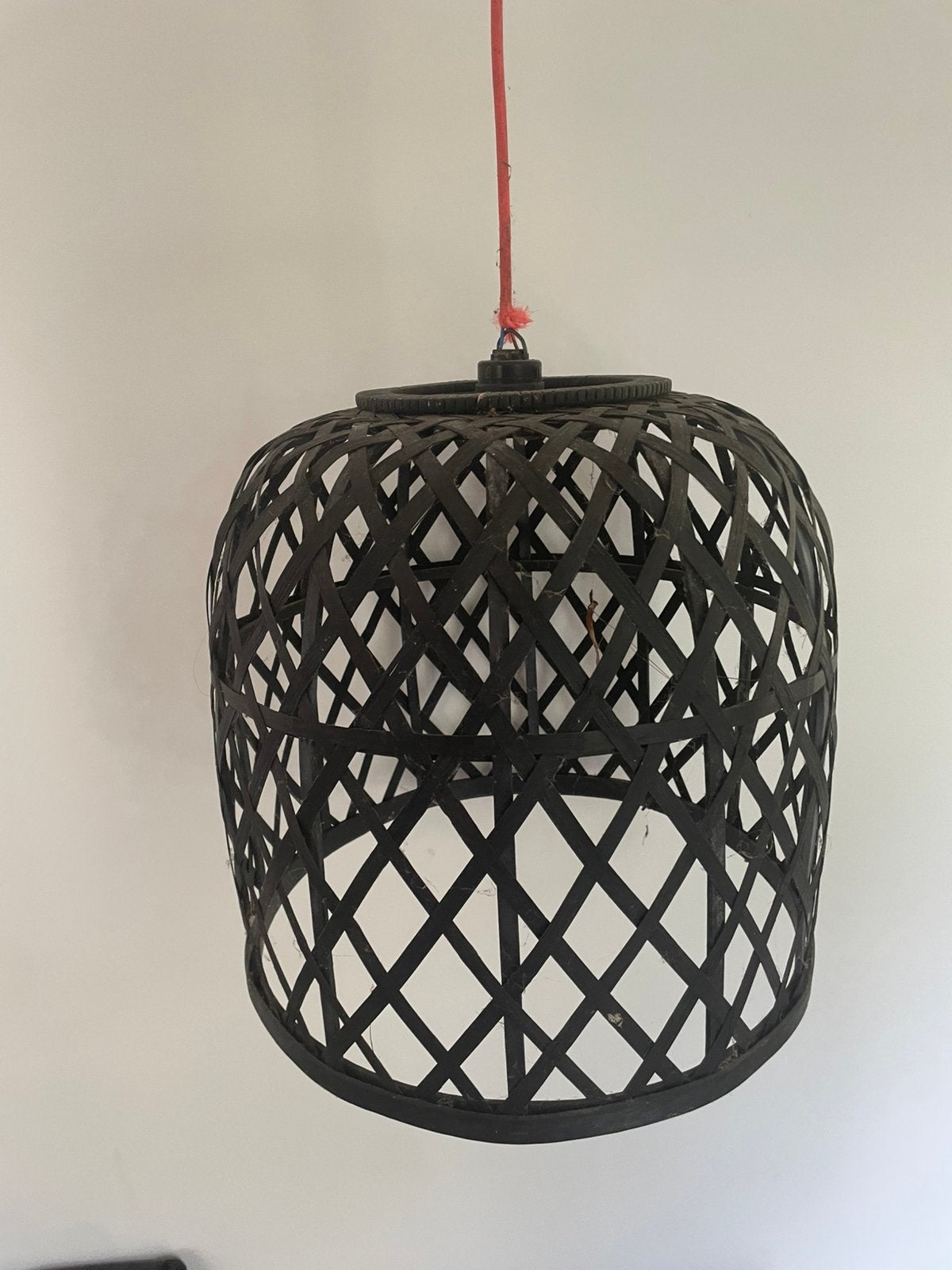 Zwarte rieten bamboe lampenkap, Gebruikt, Natuurlijk materiaal, 40 cm, Zwart