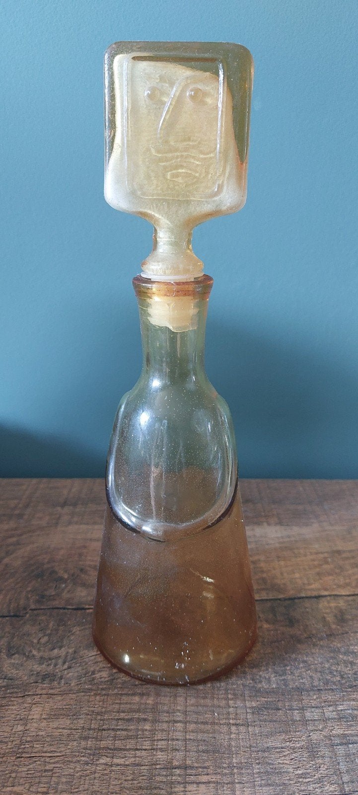 Vintage Glazen Fles met Kurk en Unieke Stop Erik  Hoglund, Ophalen of Verzenden