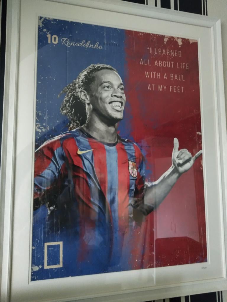Art print Ronaldinho in lijst., Ophalen, Nieuw, Buitenlandse clubs, Poster, Plaatje of Sticker