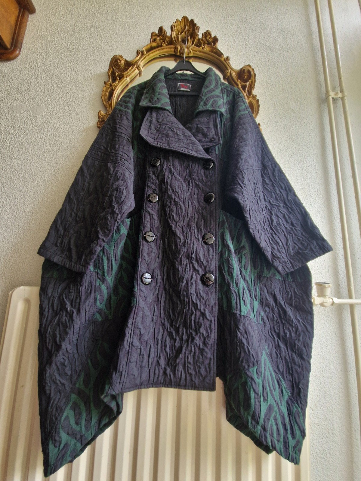 als nieuw! Prisa collection uniek zwart groen wijd tussenjas, Zwart, Ophalen of Verzenden, Prisa collection, Jas of Mantel