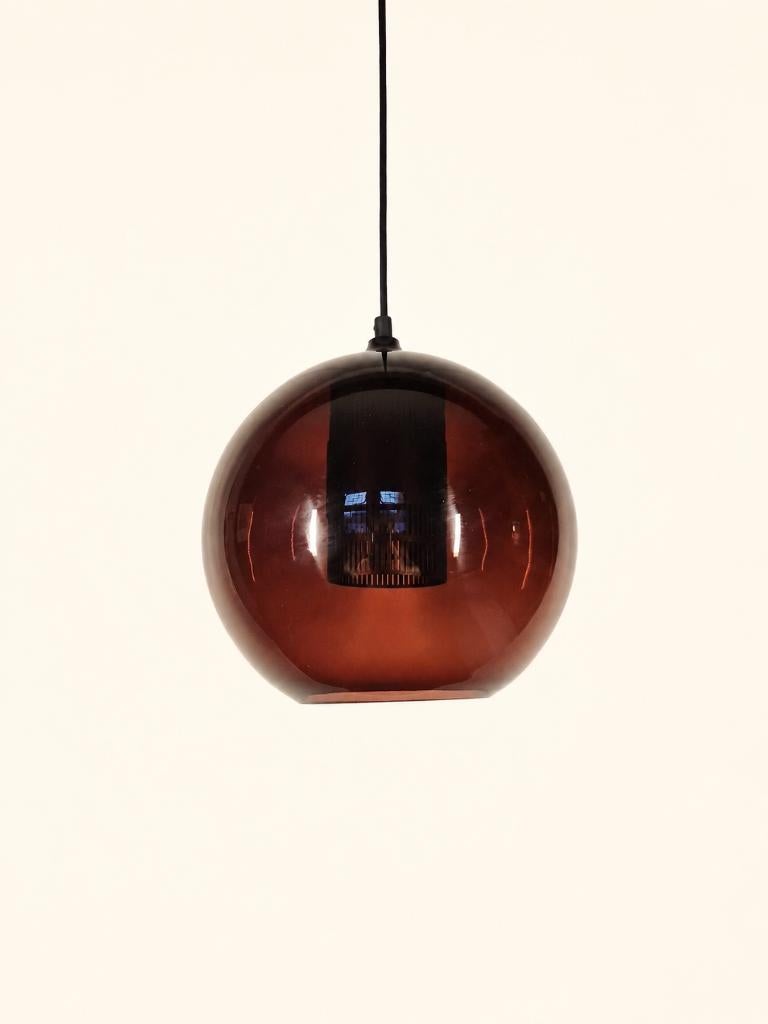 Vintage hanglamp - Philips - Jaren 80 - Paars glas, Huis en Inrichting, Lampen | Hanglampen, Zo goed als nieuw, 75 cm of meer