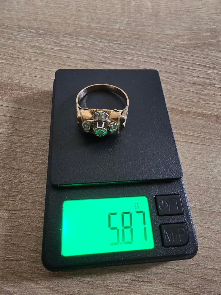 18 Karaat Gouden Ring met Diamanten, Maat 22-23 mm, Gebruikt, 20 of groter, Ophalen of Verzenden, Dame of Heer
