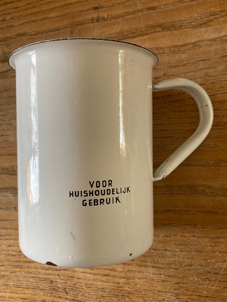 Vintage emaille kannetje schenkkan maatkan 1 liter, Antiek en Kunst, Ophalen of Verzenden
