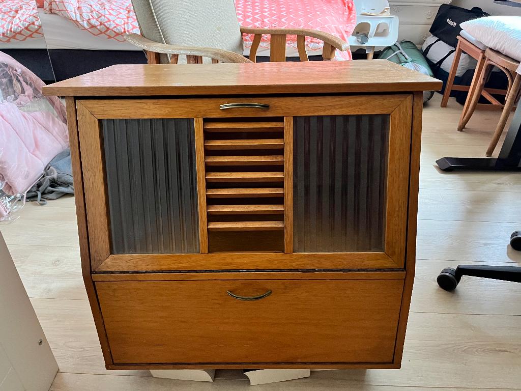 Vintage tv meubel, opknapper!, Ophalen, Gebruikt, Met klep(pen), 50 tot 100 cm