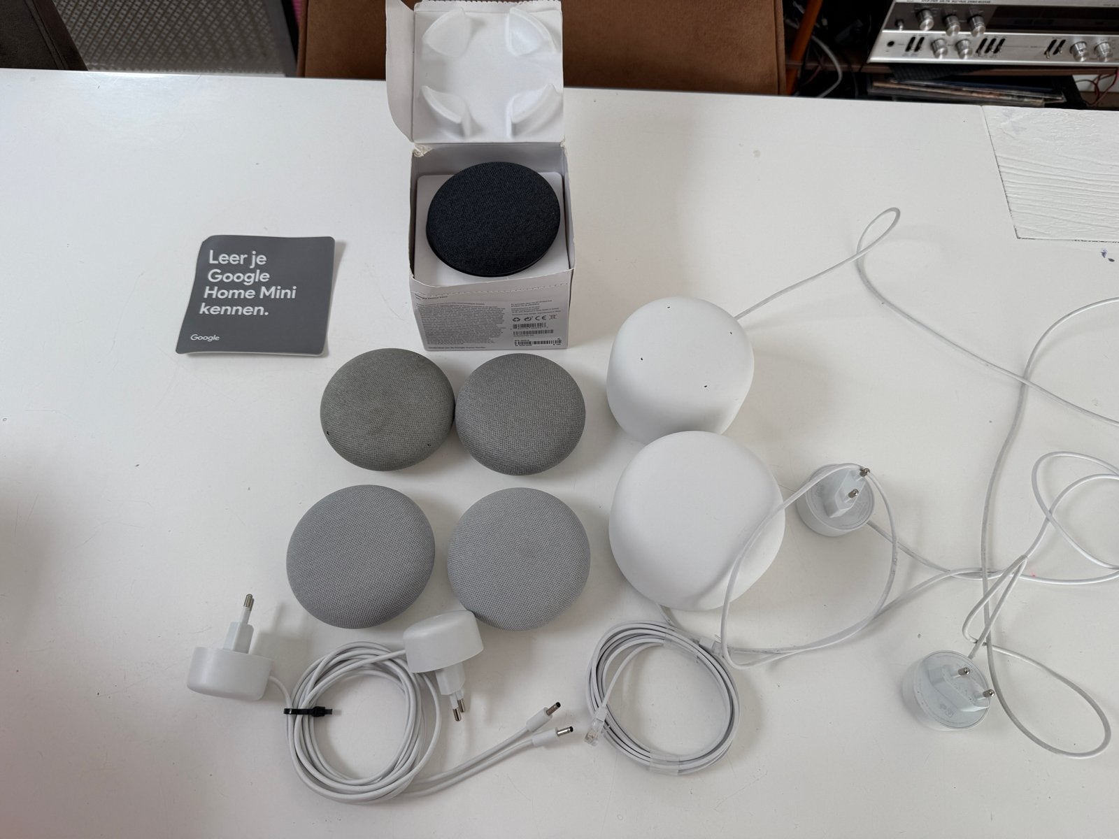 Google Home Mini & Nest Wifi Point bundel (4x Mini, 2x Nest, Gebruikt, Google, Google, Google