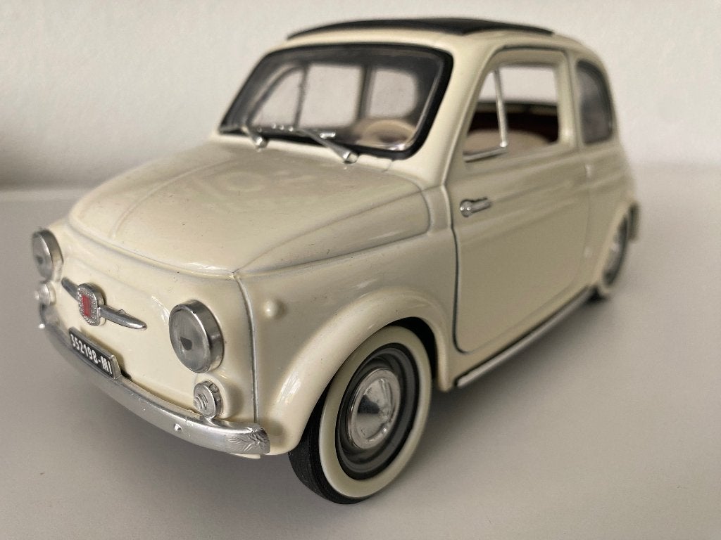 Fiat 500 wit/creme 1:16, Ophalen of Verzenden, Nieuw, Auto