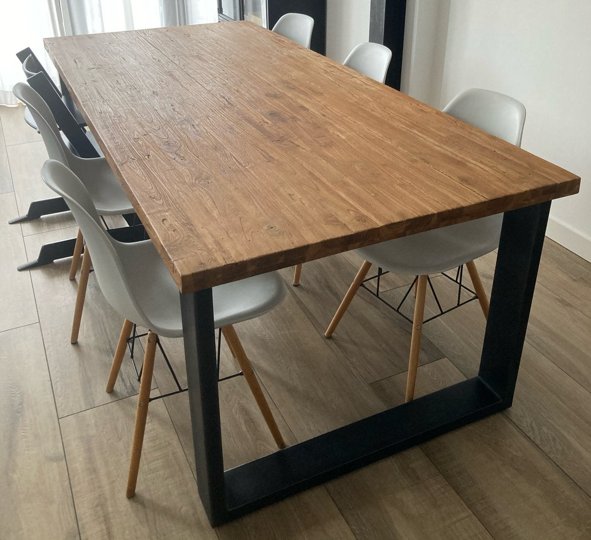 Eettafel Romaro 220x100 teakhout mix rough, Ophalen, Gebruikt, Teakhout, 200 cm of meer