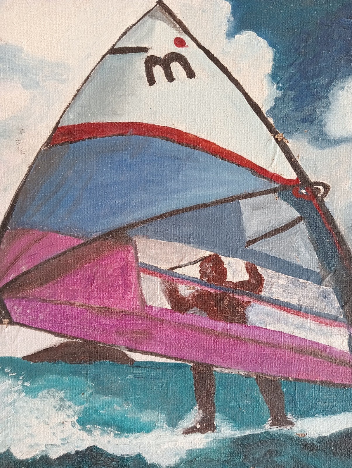 Vintage Windsurf Schilderij -jaren 70-90, Ophalen of Verzenden