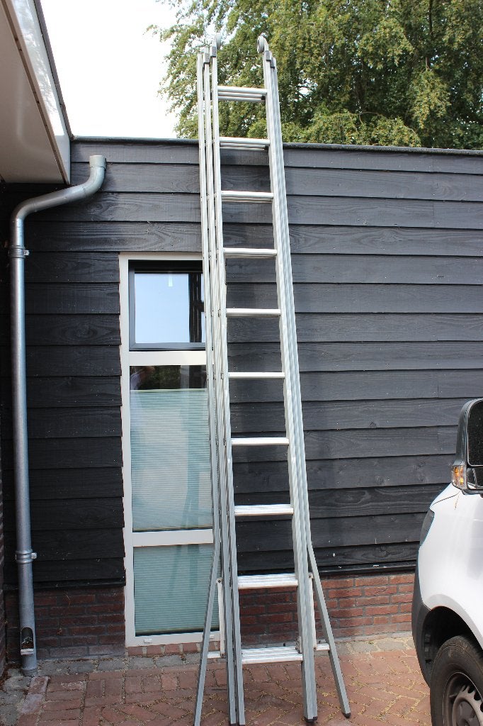 Dirks 3-delige aluminium uitschuifbare ladder, Doe-het-zelf en Verbouw, Ladders en Trappen, Ophalen, Gebruikt, Ladder, Opvouwbaar of Inschuifbaar