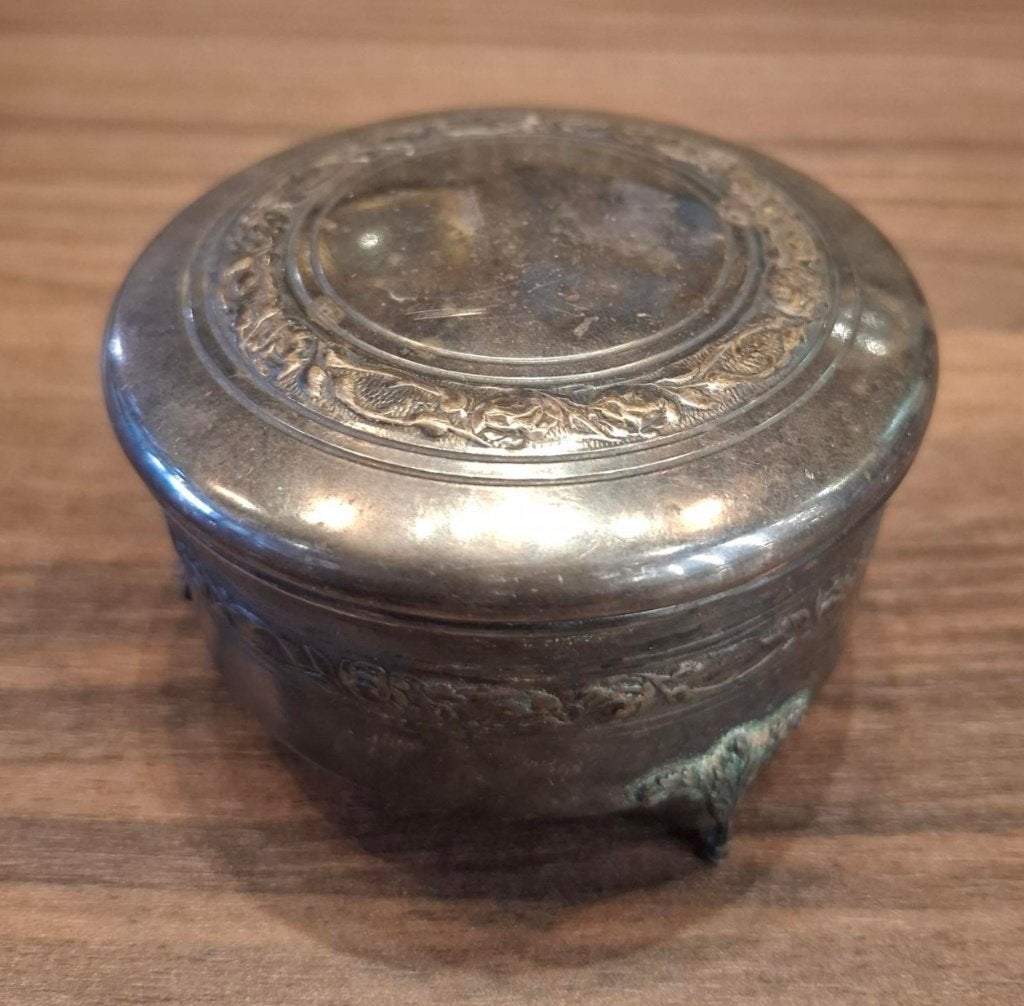 Antiek verzilverd juwelen doosje., Ophalen of Verzenden