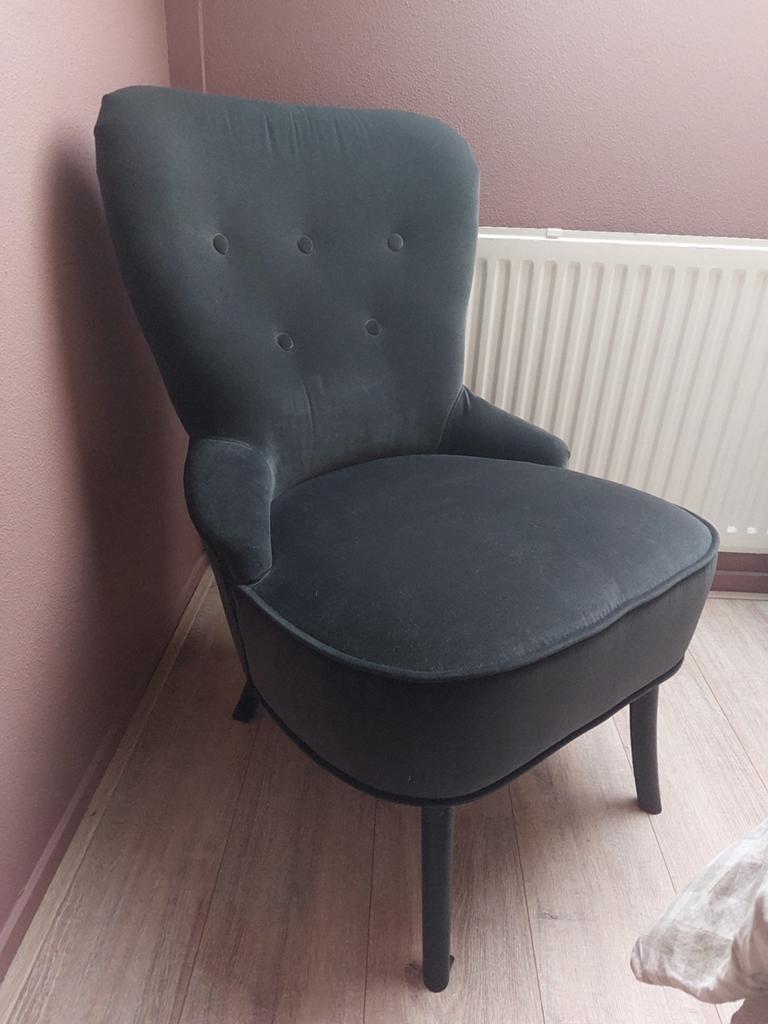IKEA REMSTA antraciet velvet fauteuil, Ophalen, Gebruikt, Overige kleuren, Eén