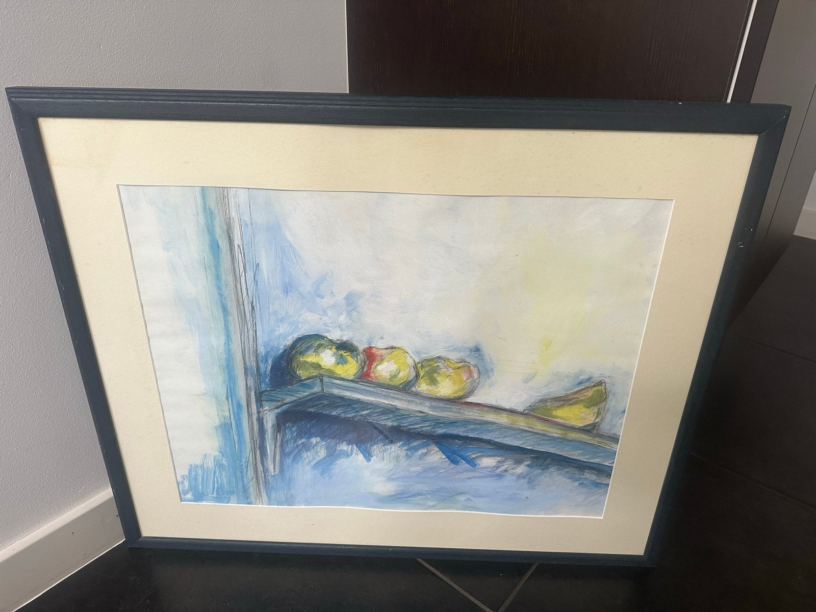 Stilleven met fruit op een plank - Ingelijst, Antiek en Kunst, Kunst | Schilderijen | Klassiek, Doek, Expressionistisch, Stilleven