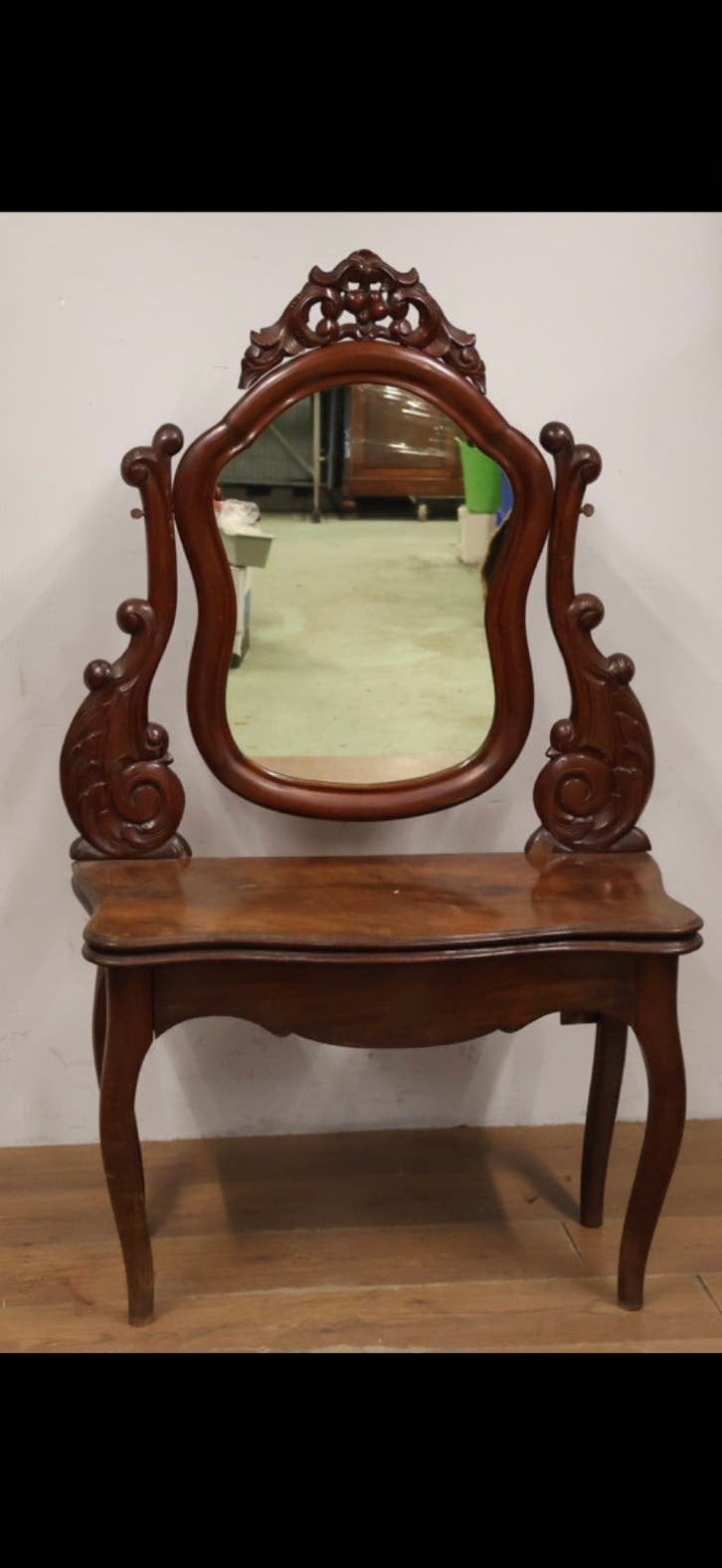 Antieke kaptafel, houten make-up tafel, Ophalen, Rechthoekig