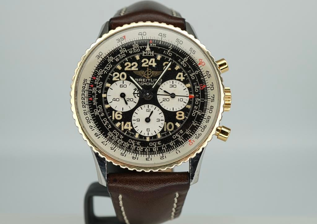 Breitling Navitimer Cosmonaute chronograph 24h, Leer, Breitling, Ophalen of Verzenden, Zo goed als nieuw