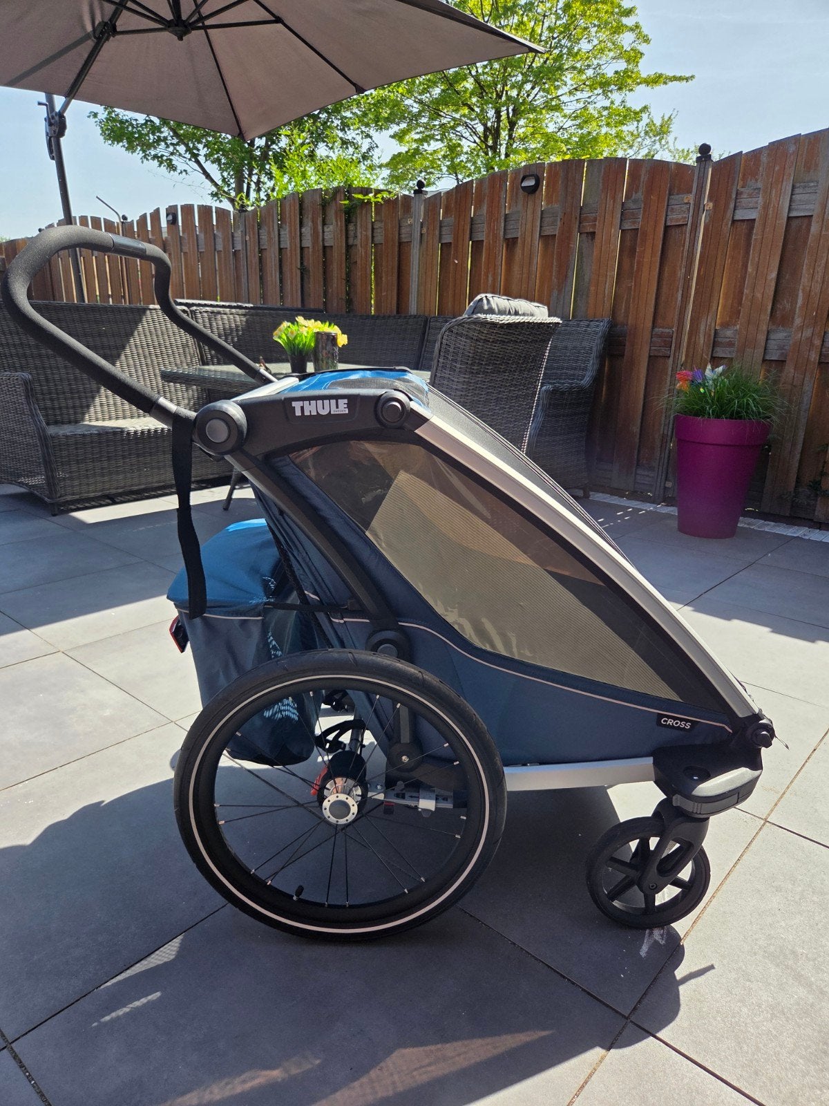 Thule chariot cross 2 - fietskar en wandelwagen, Ophalen, Zo goed als nieuw, Verstelbare rugleuning