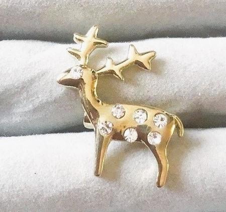 Broche hert goud vintage - gold plated met kristallen wit, Met kristal, Overige materialen, Verzenden, Minder dan 4 cm