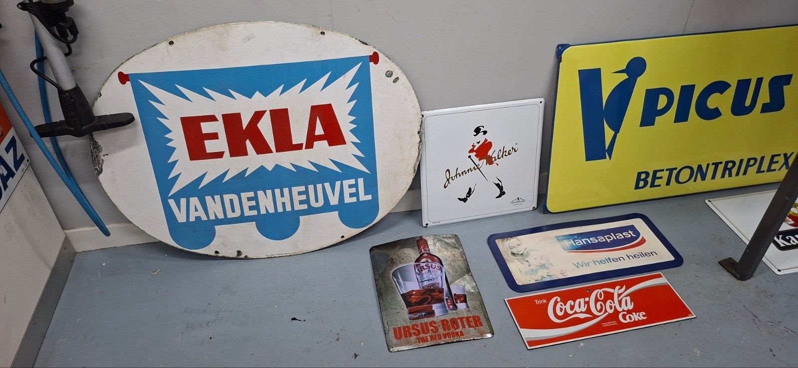 Groot emaille Ekla bier bord, Ophalen, Zo goed als nieuw, Reclamebord