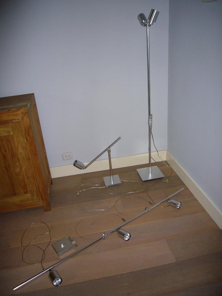 Complete lampen set (3x) - RVS - merk Besselink, Ophalen, Zo goed als nieuw, 50 tot 75 cm