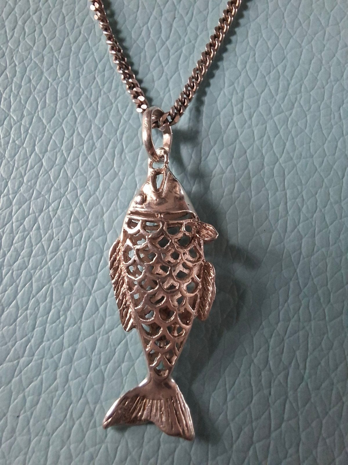 Zilveren ketting met hanger vis, Ophalen, Met hanger, Zo goed als nieuw, Zilver
