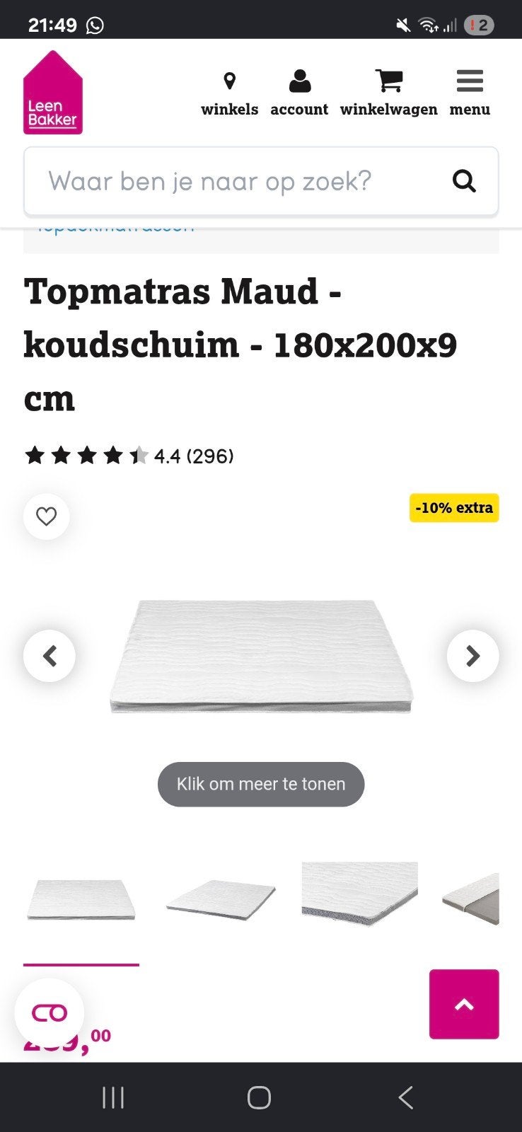 Nieuwe Topmatras Maud Koudschuim 180x200x9 cm, Ophalen of Verzenden, Matras, 180 cm, 200 cm