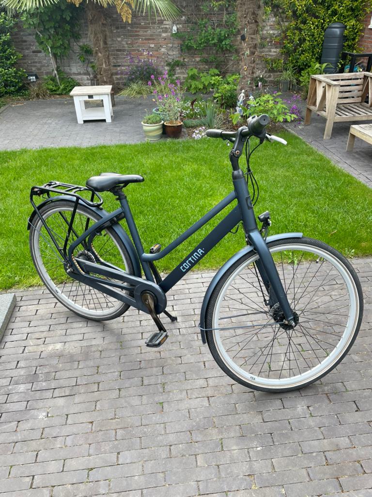 Dames/meisjesfiets blauw 28” Cortina, Gebruikt, Versnellingen, Trommelrem, Ophalen