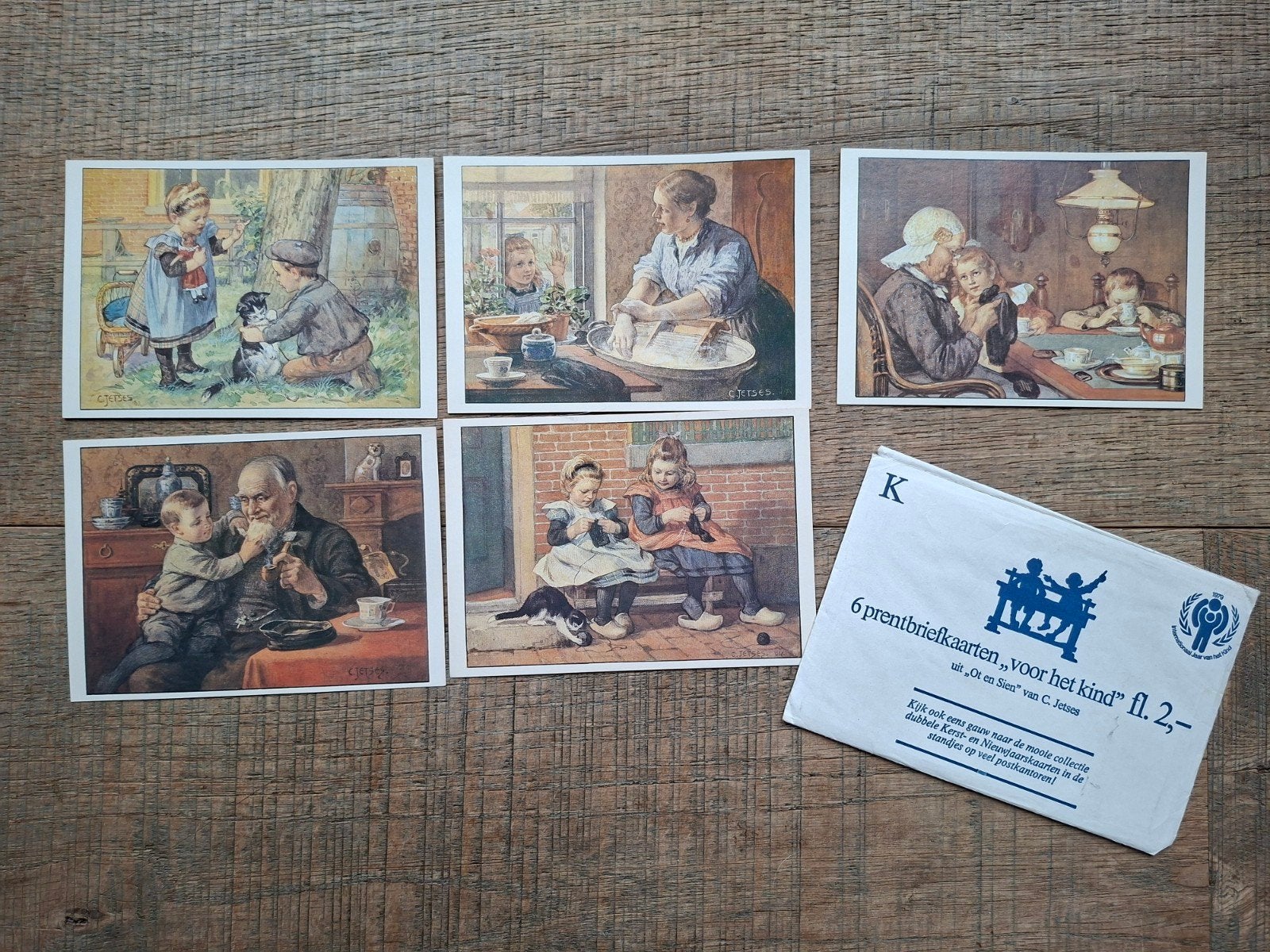 5 oude prent briefkaarten Ot en Sien uit guldentijd, Ophalen of Verzenden