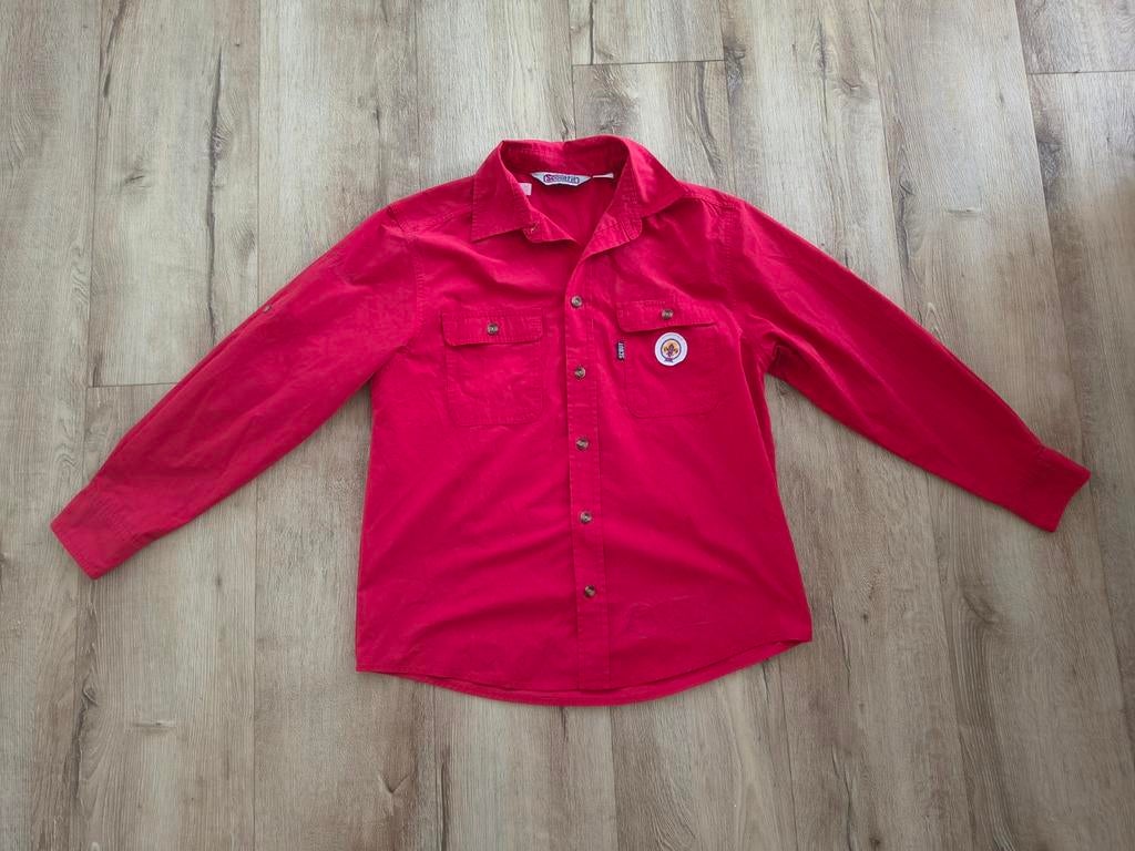 Mooie rode scoutingblouse, Bever uniform, Scoutfit, maat 152, Onb, Ophalen of Verzenden, Kleding, Onb