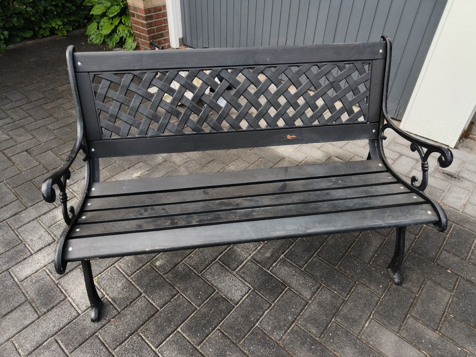 Tuinbank met origineel gietijzeren frame, Ophalen, Metaal