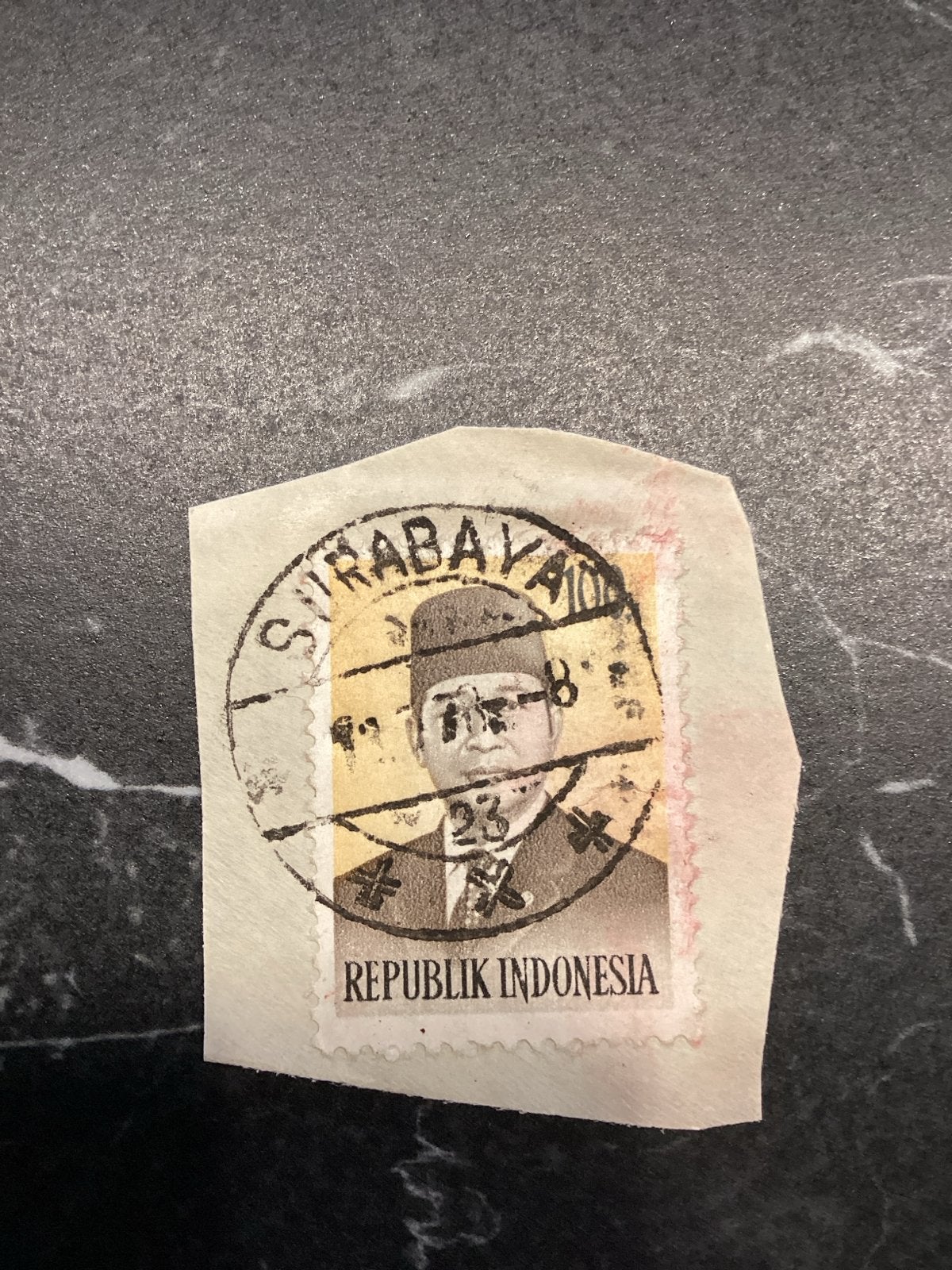 Zegel Indonesië Soekarno Surabaya Poststempel, Ophalen of Verzenden, Gebruikt