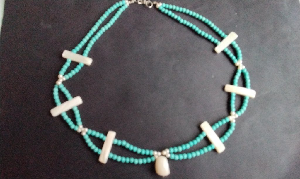 Exclusieve Tribale Ketting Tukoois Opaal Parels Zilver UNIEK, Ophalen of Verzenden, Nieuw, Blauw, Steen of Mineraal