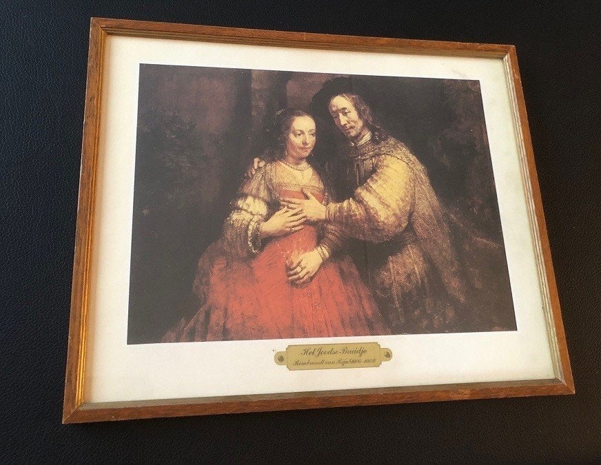 Antiek schilderij - Het Joodse bruidje - Rembrandt van Rijn, Verzenden, Klassiek, Portret of Personen