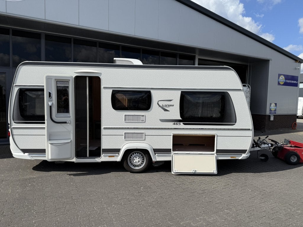 Fendt Saphir 465 TG 2 Aparte bedden 202cm + Mover + Airco, Caravans en Kamperen, Lengtebed, Bedrijf, Treinzit, Schokbreker