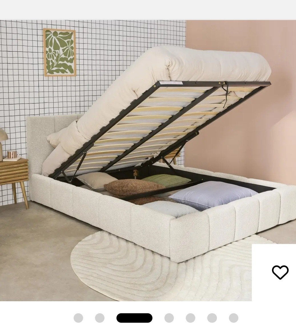 PAK NU JE KANS! Prachtig bed 140x190 met opbergruimte, Ophalen, Wit, Modern met opbergruimte, Stof