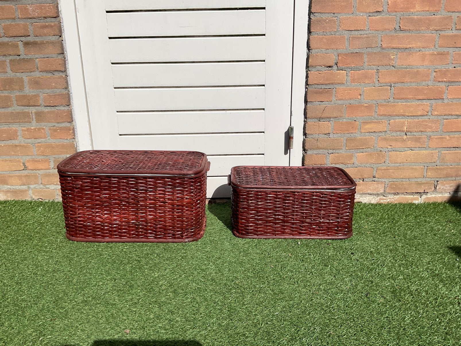 2 nieuwe zgan bruine rotan of rieten manden, Ophalen, Mand, Nieuw, Riet