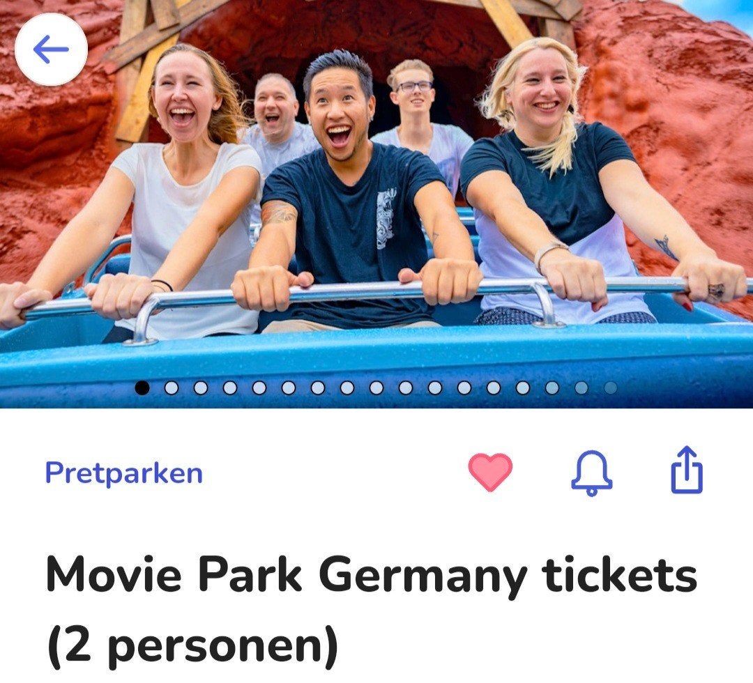 moviepark tickets+parkeerkaart, Twee personen, Ticket of Toegangskaart