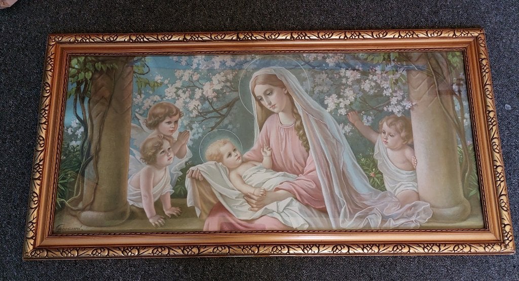 Schilderij Madonna met kind, Verzamelen, Religie, Ophalen, Gebruikt, Overige typen, Christendom | Katholiek