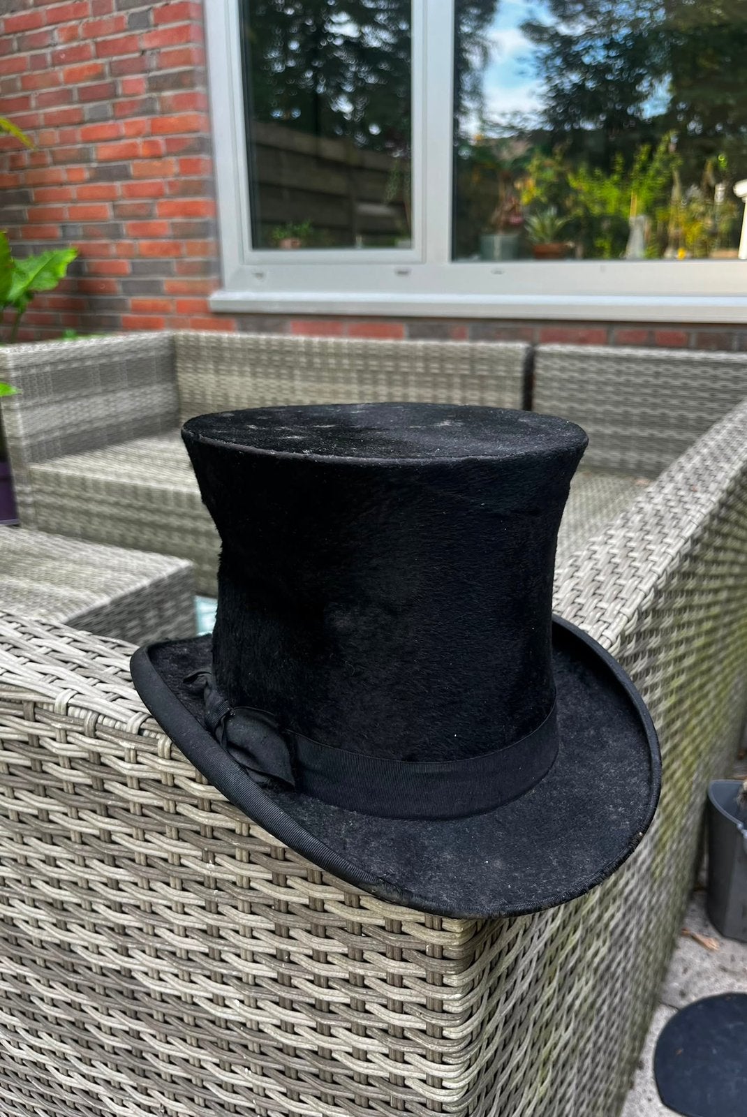 oude zwarte hoge hoed, Eduard Pelger, Hoed, Eduard Pelger, Gedragen, One size fits all