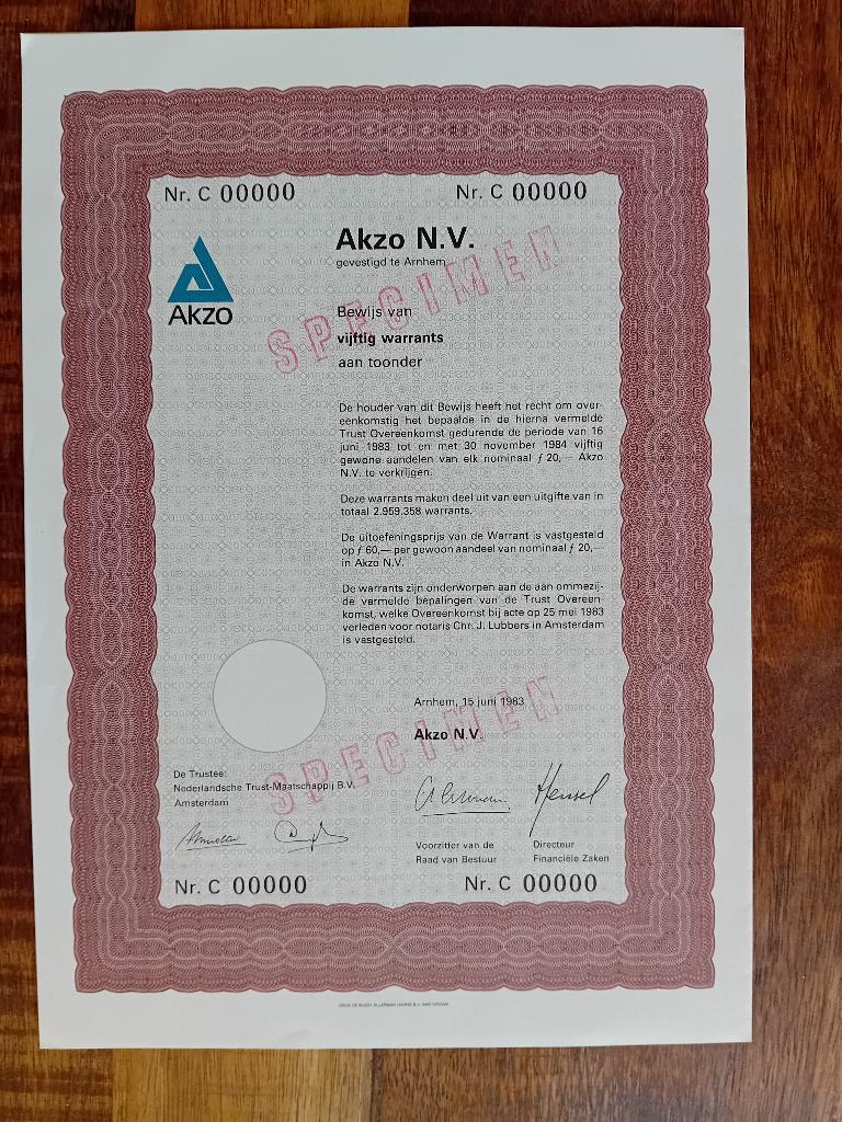 Akzo NV - 1983, Ophalen of Verzenden, 1970 tot heden, Overige typen