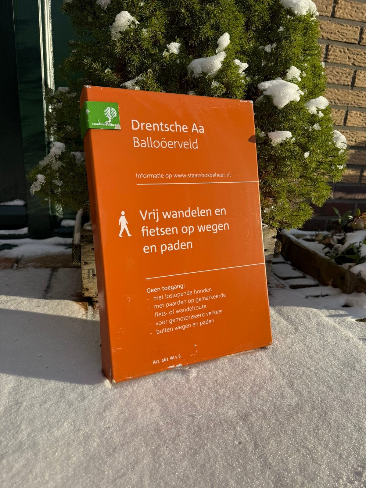 Drentsche aa balloerveld staatsbosbeheer bord vrij wandelen, Ophalen of Verzenden, Zo goed als nieuw, Reclamebord