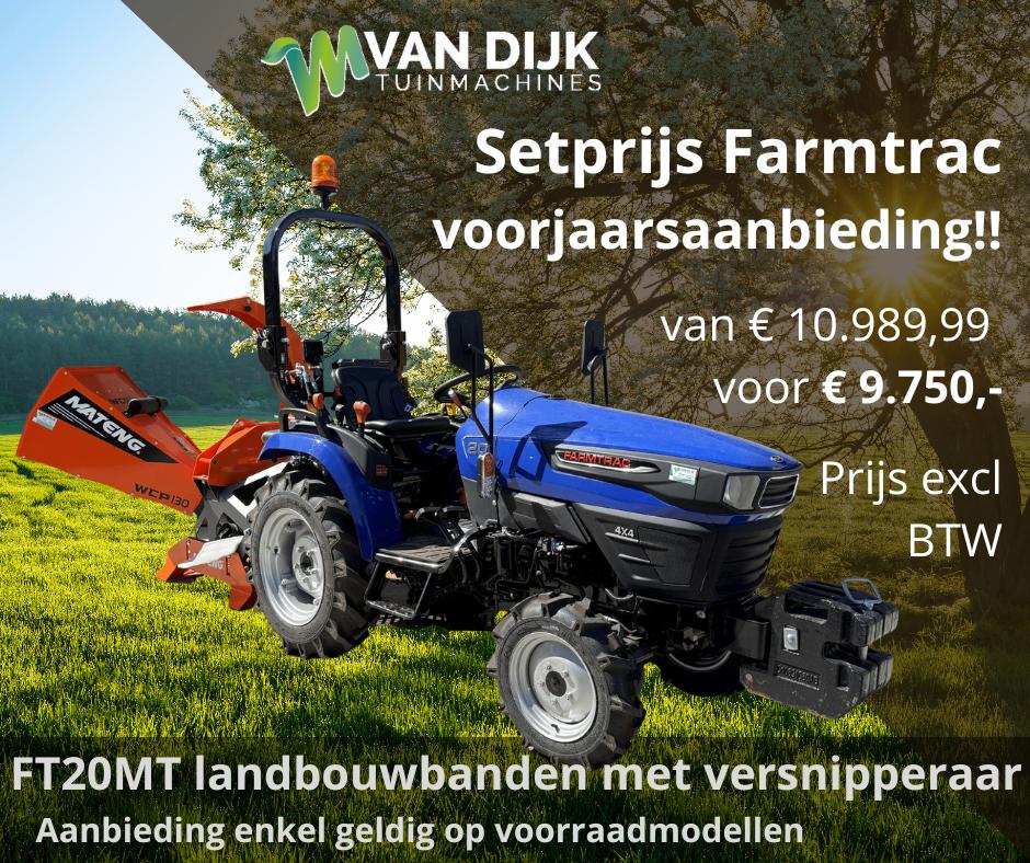 Farmtrac FT20MT + versnipperaar ACTIEPRIJS €9750.- excl BTW, Tot 2500, Nieuw, Tot 80 Pk, Ophalen