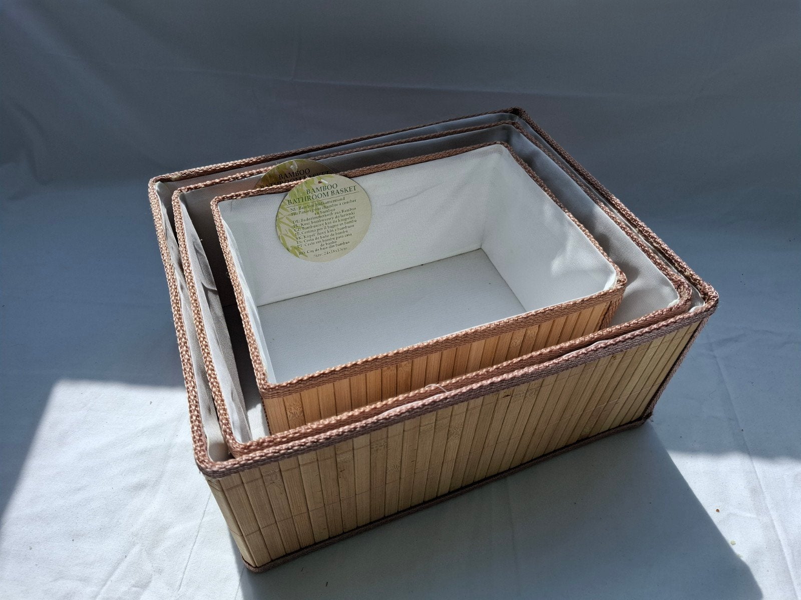 Set van 3 Bamboe Badkamer Manden - Nieuw, Huis en Inrichting, Woonaccessoires | Schalen en Manden, Mand, Nieuw, Ophalen of Verzenden