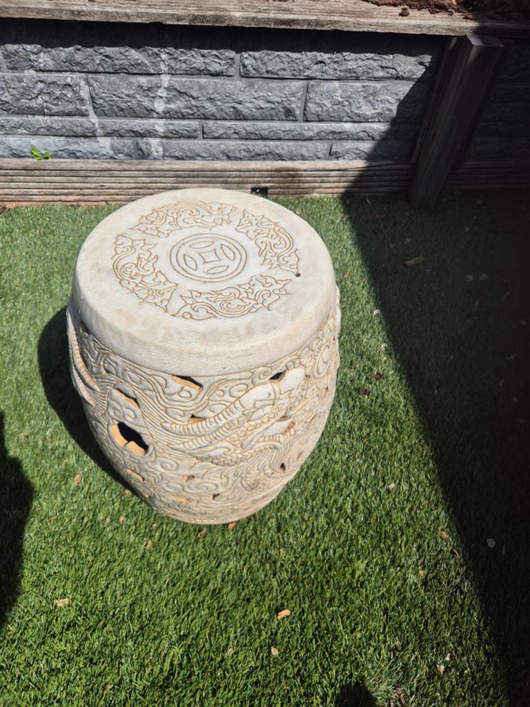 Oude Chinese keramische tuinkruk met drakenmotief, Ophalen of Verzenden