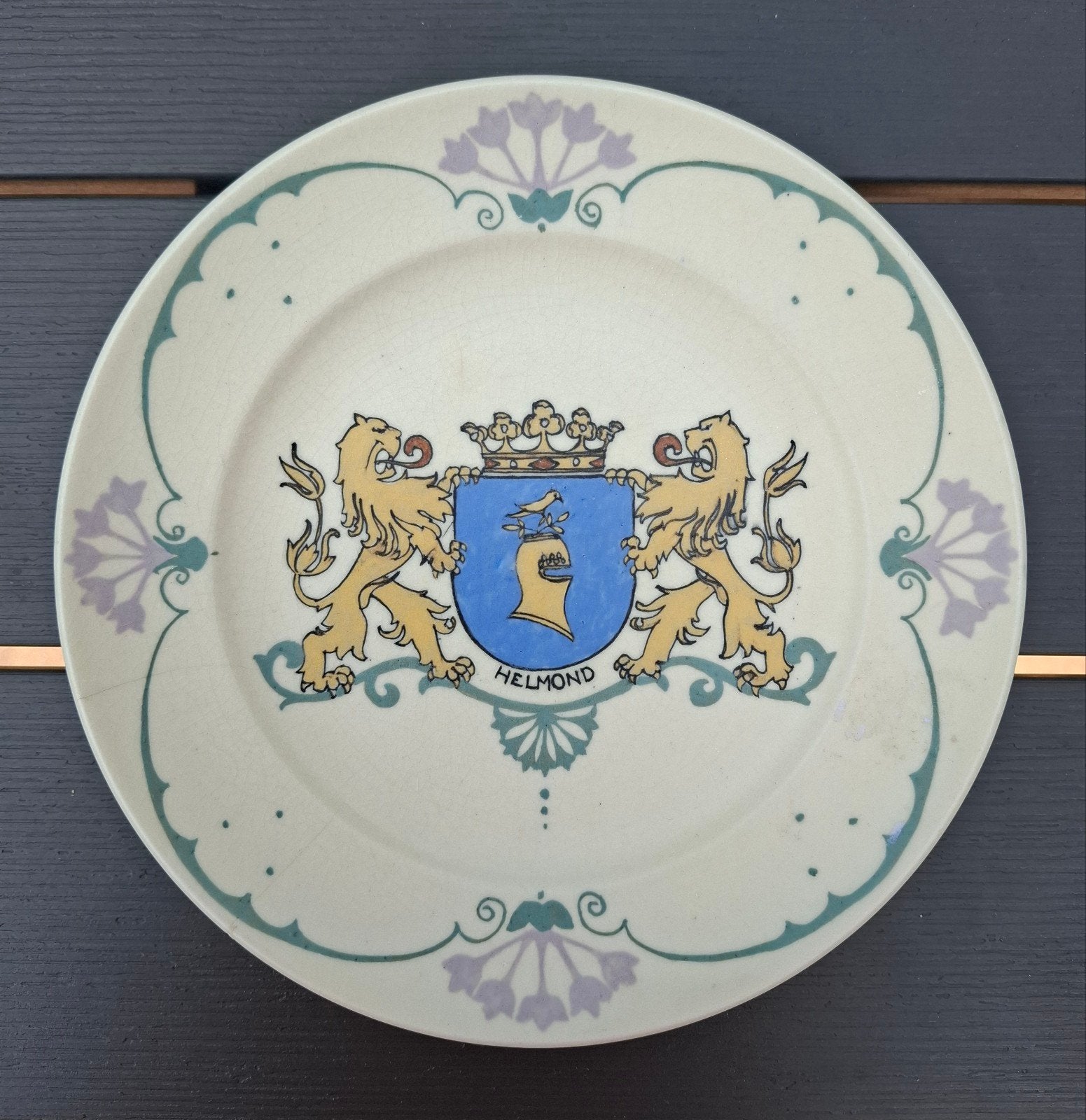 Zeldzaam mooi Arnhem Art Nouveau wandbord Helmond, Antiek en Kunst, Ophalen of Verzenden
