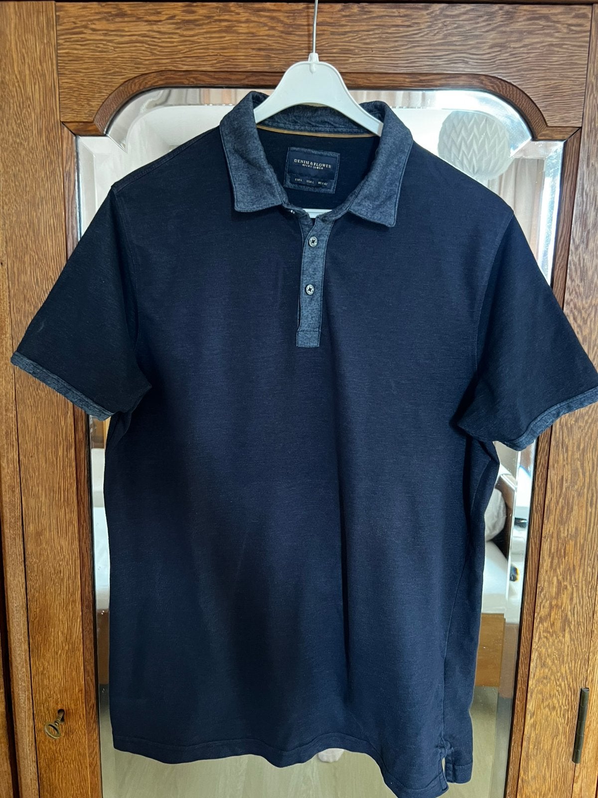 Polo van Denim & Flower - Maat L (valt smal), Ophalen of Verzenden, Gedragen, Maat 48/50 (M), Blauw