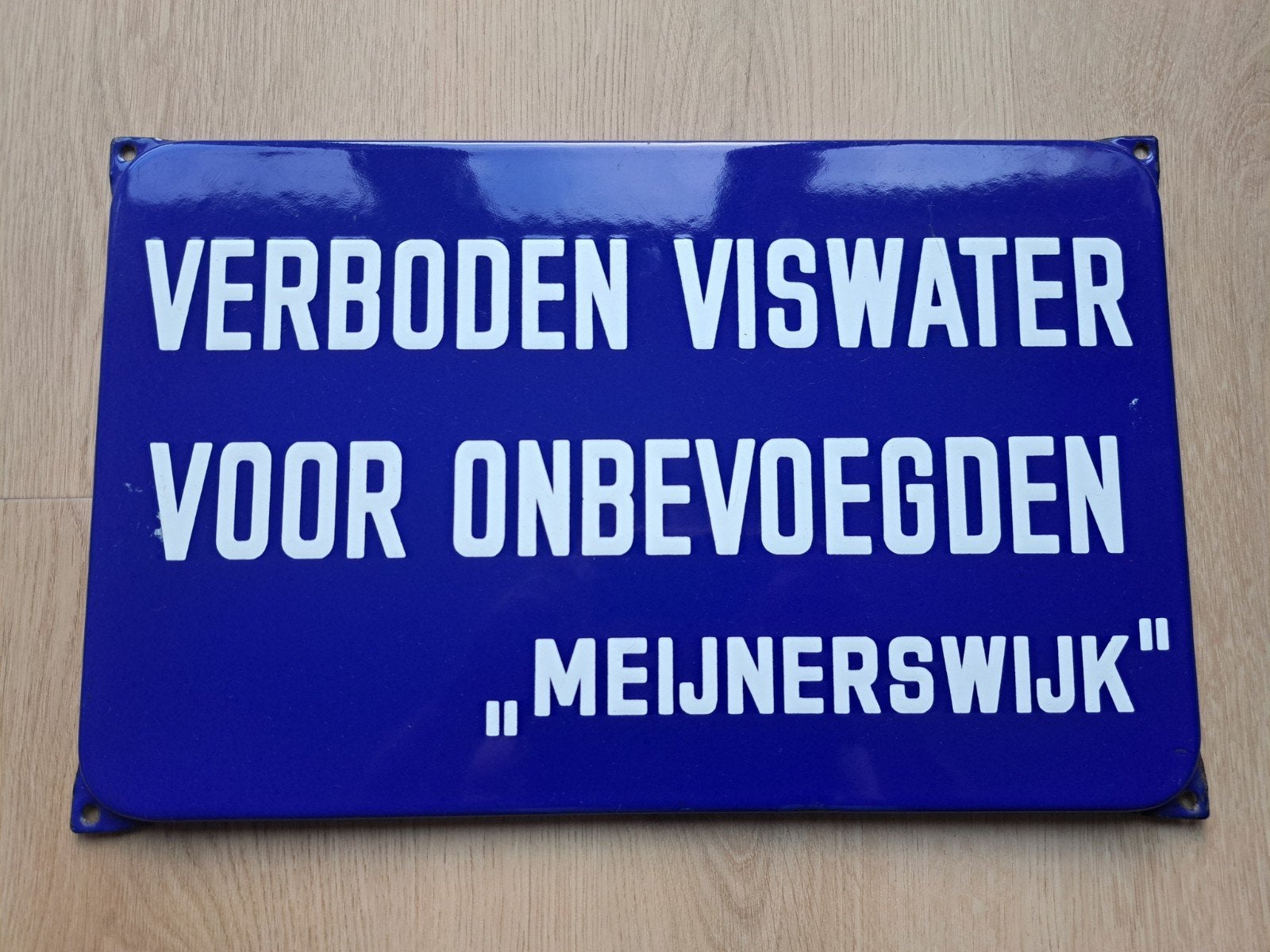 Emaille reclame emaille reclamebord Verboden viswater, Ophalen of Verzenden, Gebruikt, Reclamebord