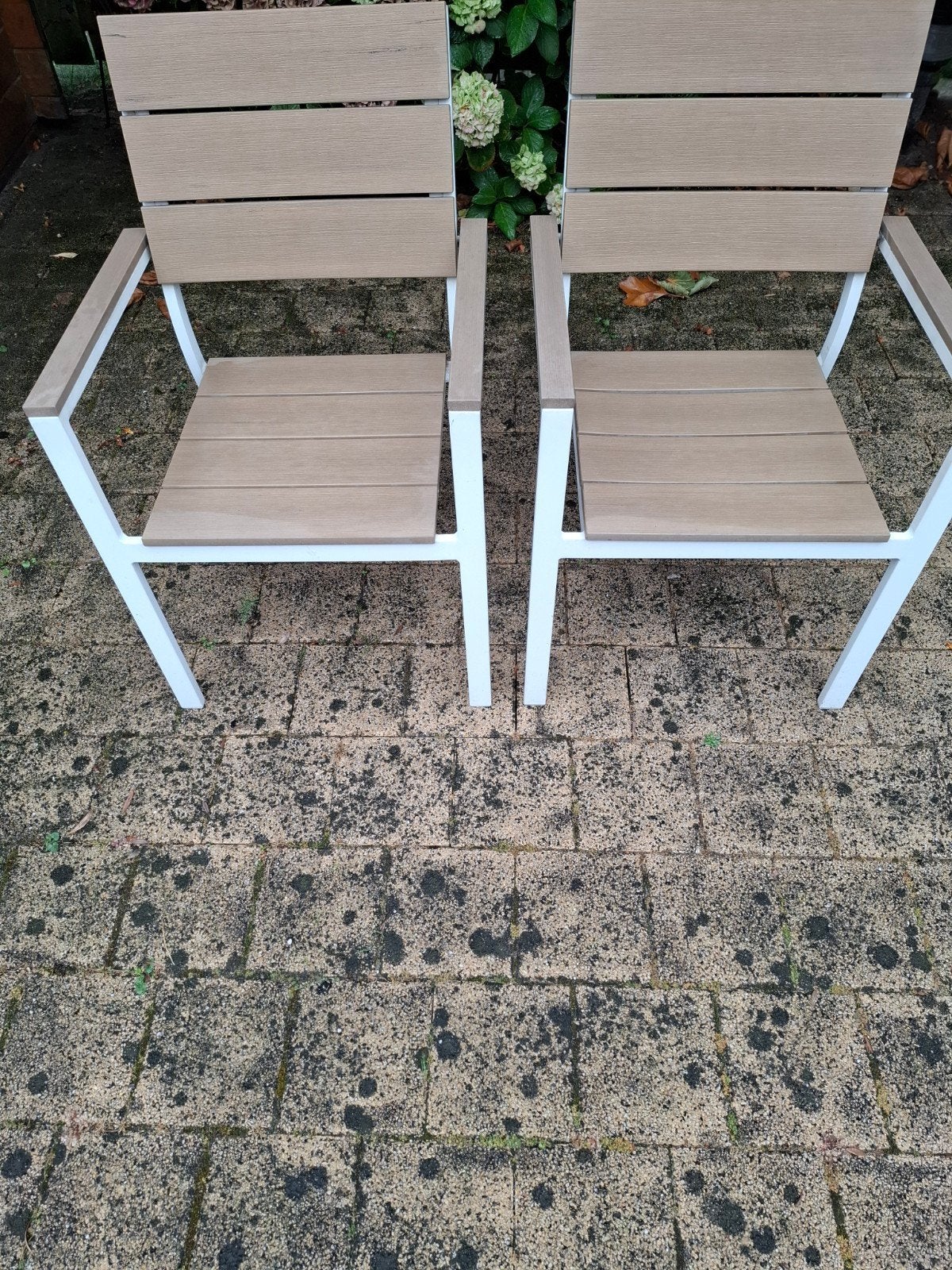 Set van 2 Intenso tuinstoelen, wit aluminium en hout, Ophalen, Gebruikt, Aluminium