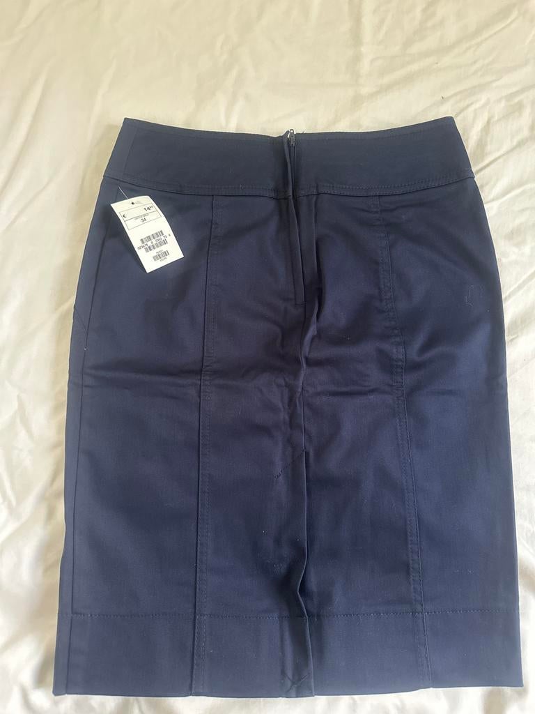 H&M Donkerblauwe Kokerrok Maat 34 Nieuw met kaartje, Kleding | Dames, Blauw, Ophalen of Verzenden, Zo goed als nieuw, Maat 34 (XS) of kleiner